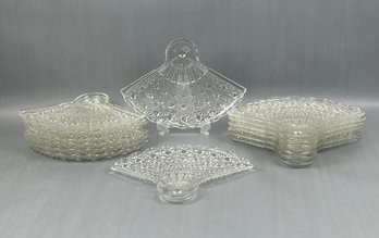 14 Vintage Fan Shaped Luncheon Plates.