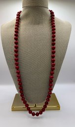 30' Knotted Red Stone Necklace