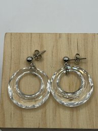 Glass Hoop Pierced Earrings