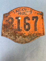 Antique 1939 Tacoma License Plate 4 Digits.