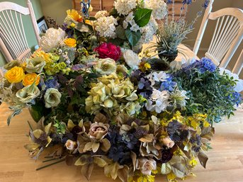 Large Lot Of Faux Flower Bouquets And Loose Flowers