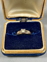 Vintage 10K Gold Filled And Sterling Solitaire Ring With Side Stones *See Description