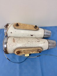 Pair Of Semi Or Boat Lights Chrome And Cream Color.