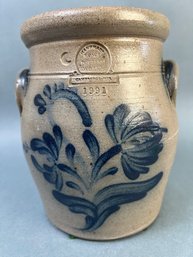 Rowe Pottery Works Hand Made Crock With Lid Dated 1991. (#3)