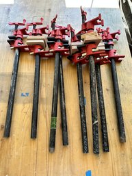 Eight Bessey Pole Clamps