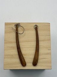 Wood Dangle Pierced Earrings