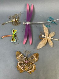 5 Dragonfly And One Butterfly Ornaments.