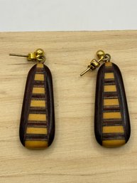Wood Tone Pierced Earrings