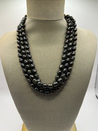 Black Pearls With Sterling Silver Clasp