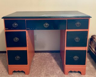 Vintage 7 Drawer Painted Desk With Original Hardware *LOCAL PICKUP ONLY - NO SHIPPING*