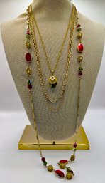 Costume Gold Toned Multi Length Necklaces ~ Lot Of 4