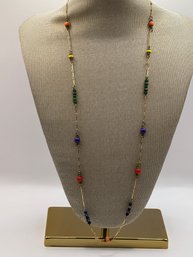 Beaded Necklace With Gold Tone Links