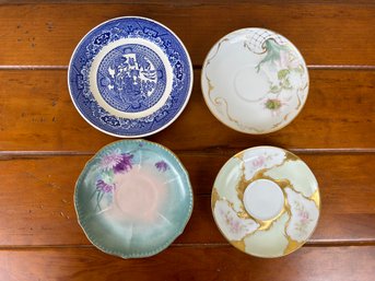 Mixed Lot Of China Saucers And 1 Willow Ware Bread Plate