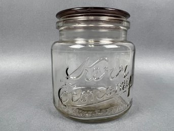 Antique Kerr Economy Glass Canning Jar With Glass Top.