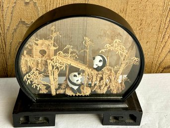 Vintage Asian Panda Cork Diorama *LOCAL PICKUP ONLY - NO SHIPPING*