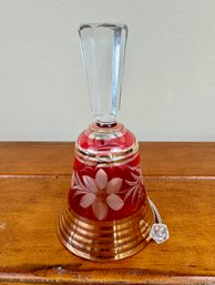 Ruby Red Etched  Bohemian Bell With Ringer Detached