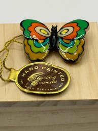 Hand Painted 18k Gold Electroplated Butterfly By Eisenberg Enamels