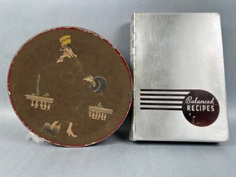 Vintage Cookie Tin And Pillsbury Balanced Recipes Cookbook Dated 1933.