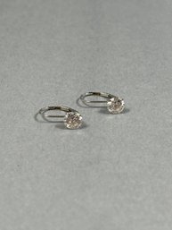Pair Of Costume Faceted Clear Stone Wire Back Pierced Earrings