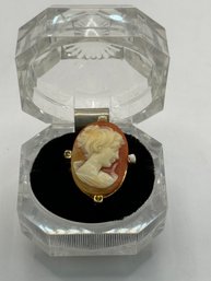 Gold Tone Ring With Cameo