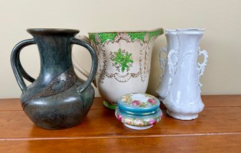 Lot Of 5 Crazed, Chipped Porcelain & Pottery Items