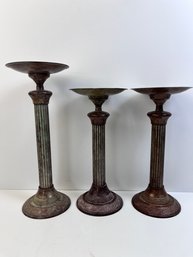 3 Metal Pedestal Candle Holders. *Local Pickup Only*