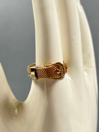 Gold Tone Adjustable Mesh Ring - Size 6