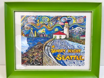 Starry Night In Seattle Framed Print.