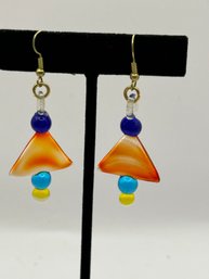 Colorful Glass Pierced Earrings