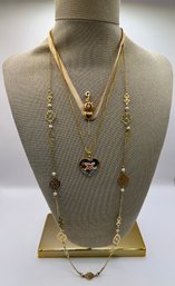 Beautiful Gold Tone Jewelry Pieces, Necklaces And A Stick Pin