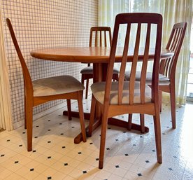 Vintage Teak Kitchen Table Round With Four Chairs