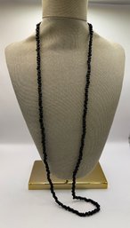 Long Black Stone Stack Necklace