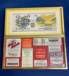 2 Framed Pictures Of Vintage Can And Medicine Labels