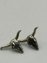 Sterling Pierced Earrings With Steer Motif
