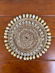 Set Of 2 Woven Grass Trivets With Shell Edge Accents