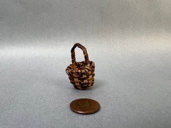 PNW Native Miniature Basket Of Bark And Pine Needkes.