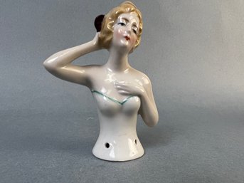 Vintage Made In Germany Porcelain Half Doll.