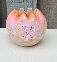 Antique Mt.  Washington Hand Blown And Painted Rose Bowl