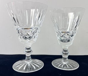 2 Different Size Waterford Wine Glasses.