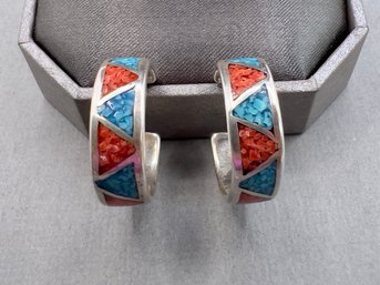 Southwest Style Stone Inlay Post Earrings