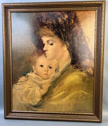 Decoupage Print Of Woman And Child.