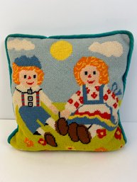Vintage Hand Made Raggedy Anne And Andy Pillow