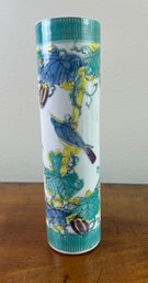 Japanese Porcelain Cylinder Vase Birds And Gourds Design