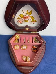6 Sets Of Earrings In Jewelry Box