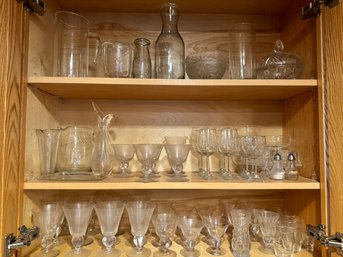 Cabinet Full Of Stemware And Clear Glass Items *Local Pick-Up Only*