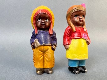 2 Antique Ceramic Indian Children.
