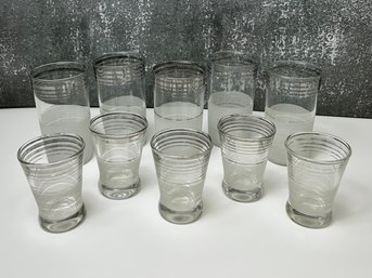 Vintage Striped Frosted Glassware *Local Pick Up Only*
