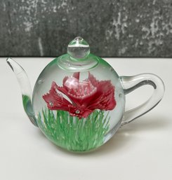 Vintage Blown Glass Floral Paper Weight Decor