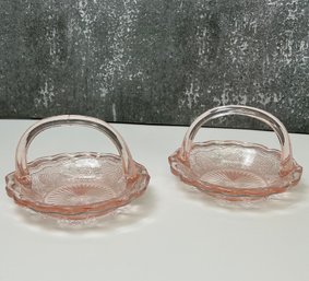 Vintage Depression Glass Pink Baskets