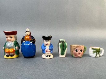 6 Vintage Ceramic Miniature Doll House Decorations.
